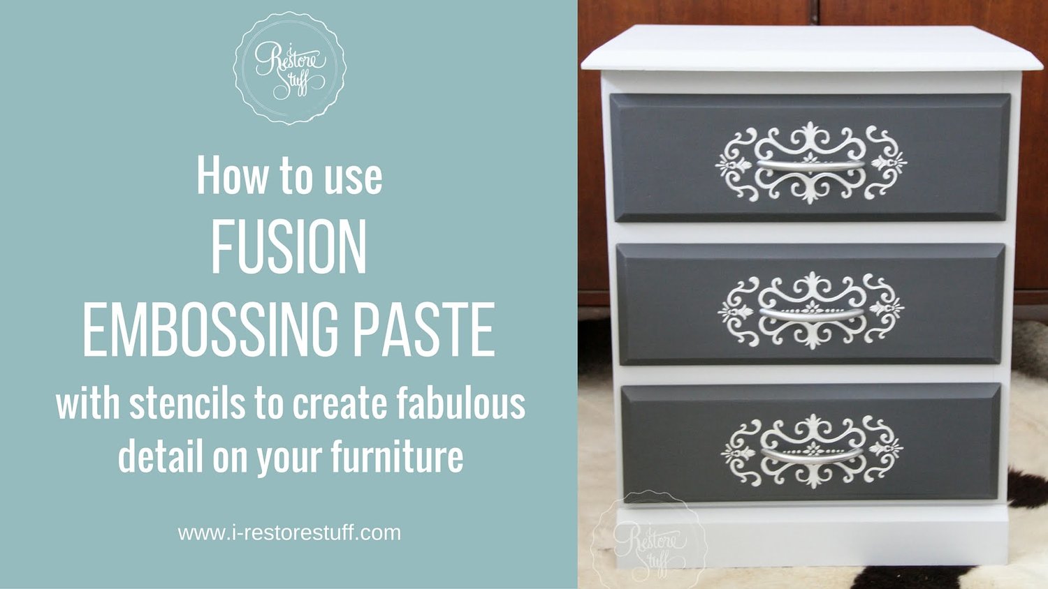 I Restore Stuff created this look using Fusion Mineral Paints Smooth Embossing Paste. | fusionmineralpaint.com