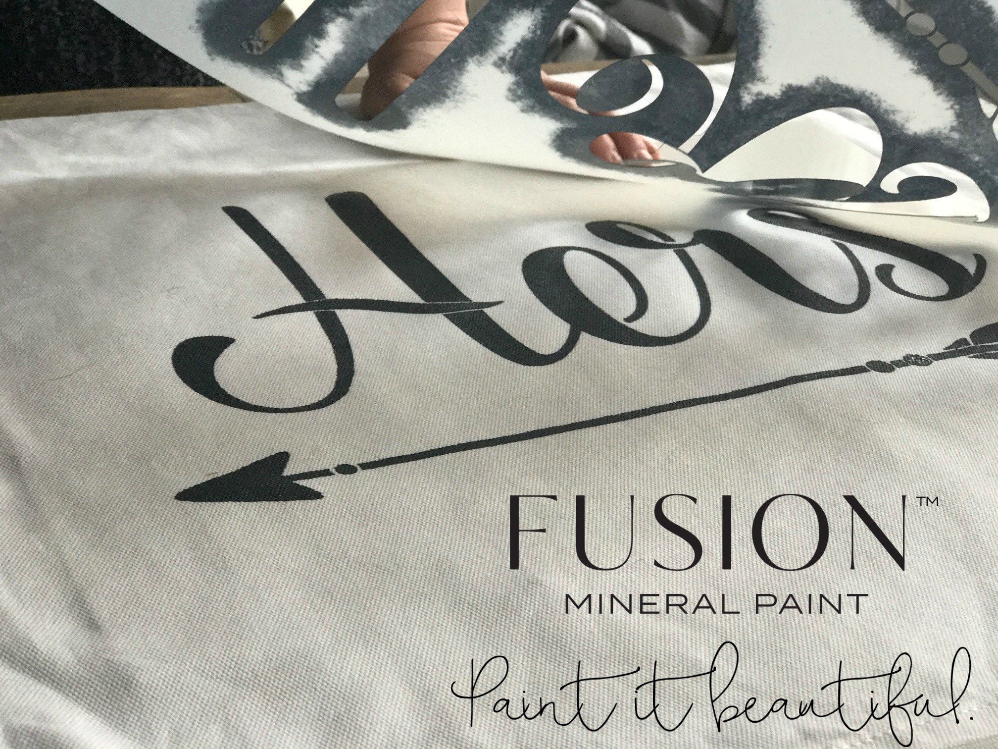 Painting Fabric Stencil Ikea Hack Pillow Case | fusionmineralpaint.com