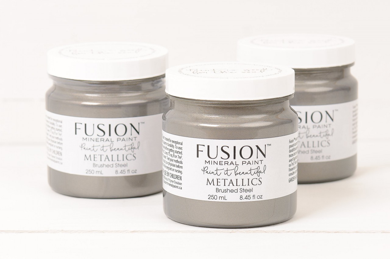 Metallic Brushed Steel for any project! Faux Metal is so on trend! fusionmineralpaint.com