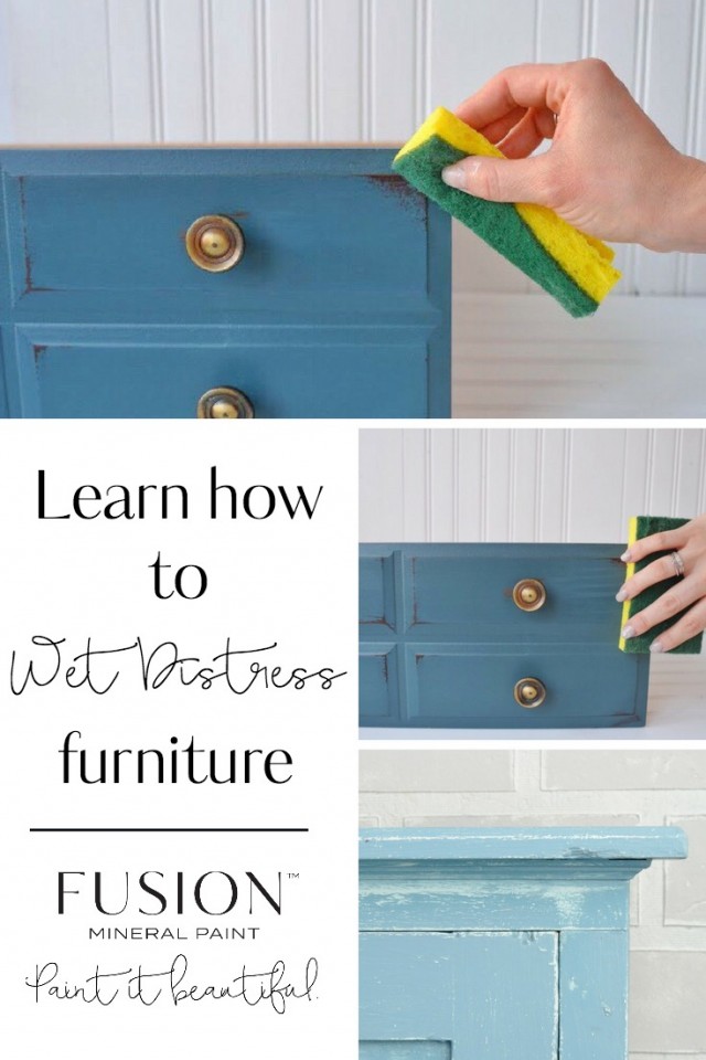 Learn how to wet distress furniture