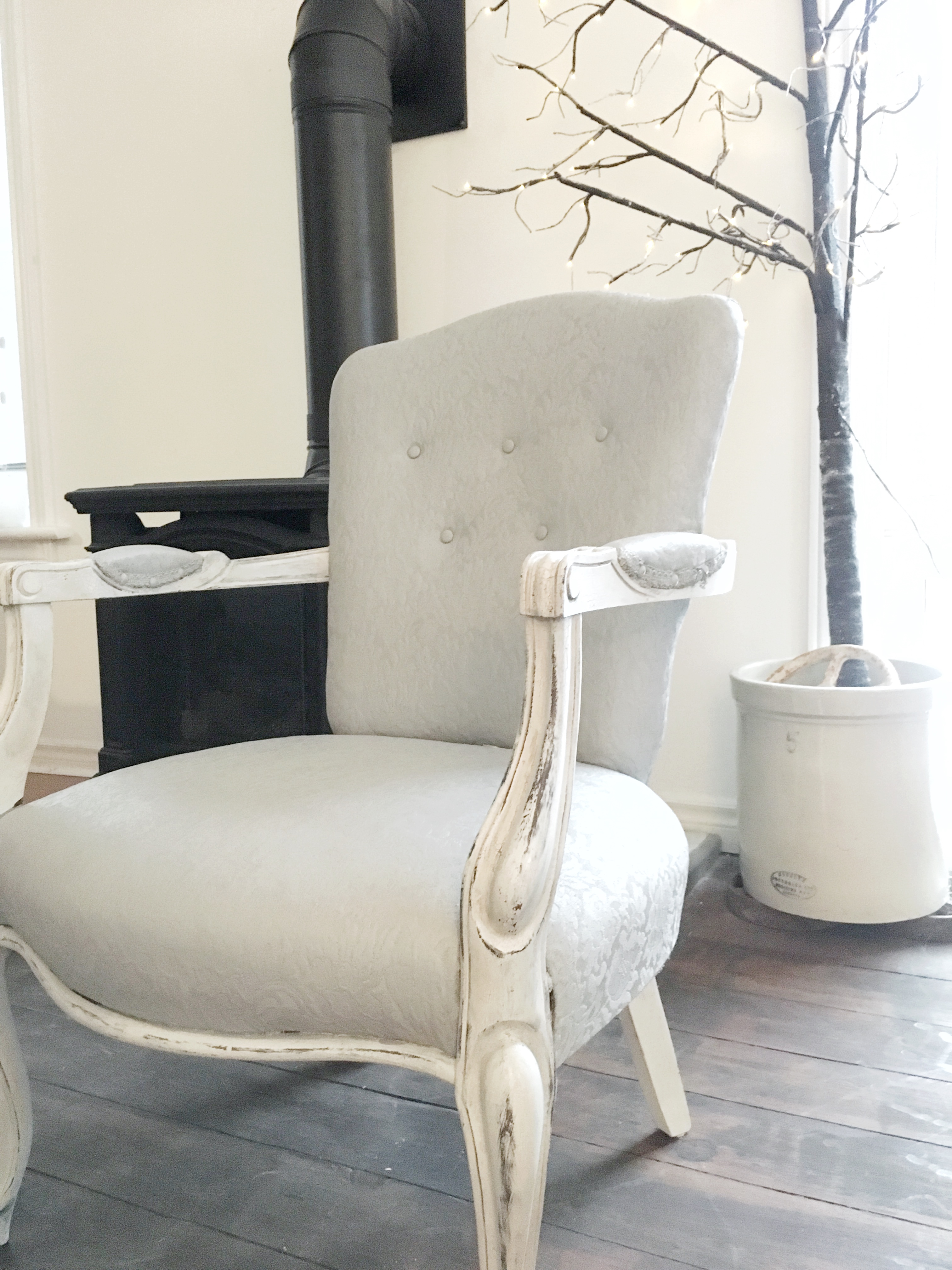 vintage french chair gray and white