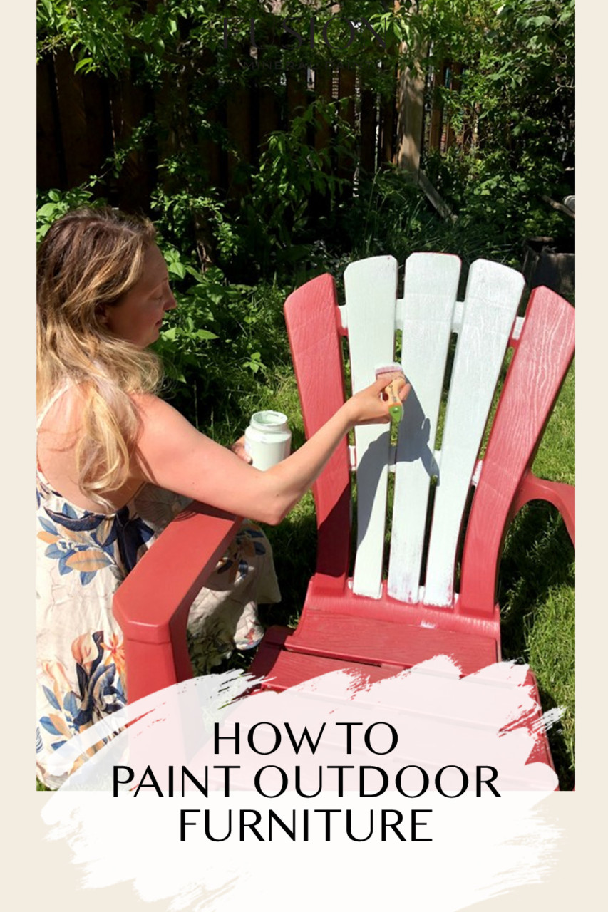 woman painting a plastic chair