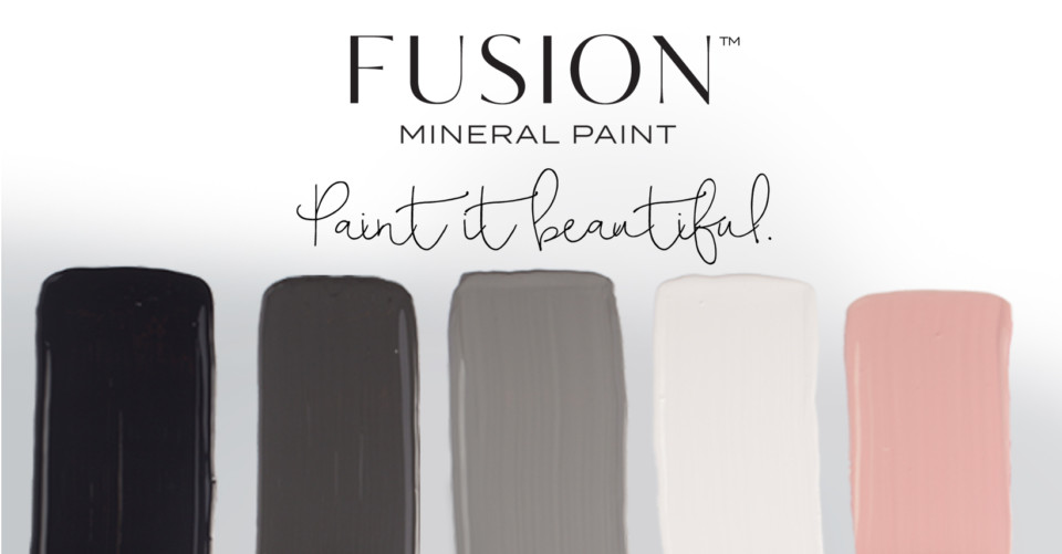 February's Color Story from Fusion Mineral Paint featuring Coal Black, Ash, Little Lamb, Lamp White, and a custom accent color.