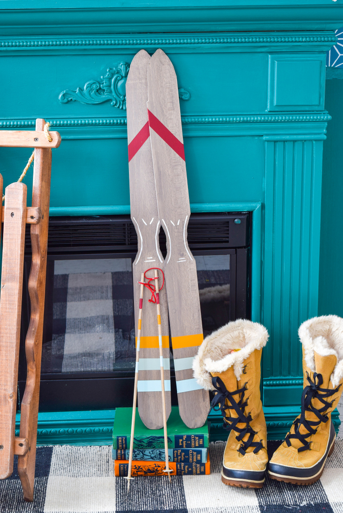 Plywood Ski Signs + Ski Decor painted with Fusion Mineral Paint