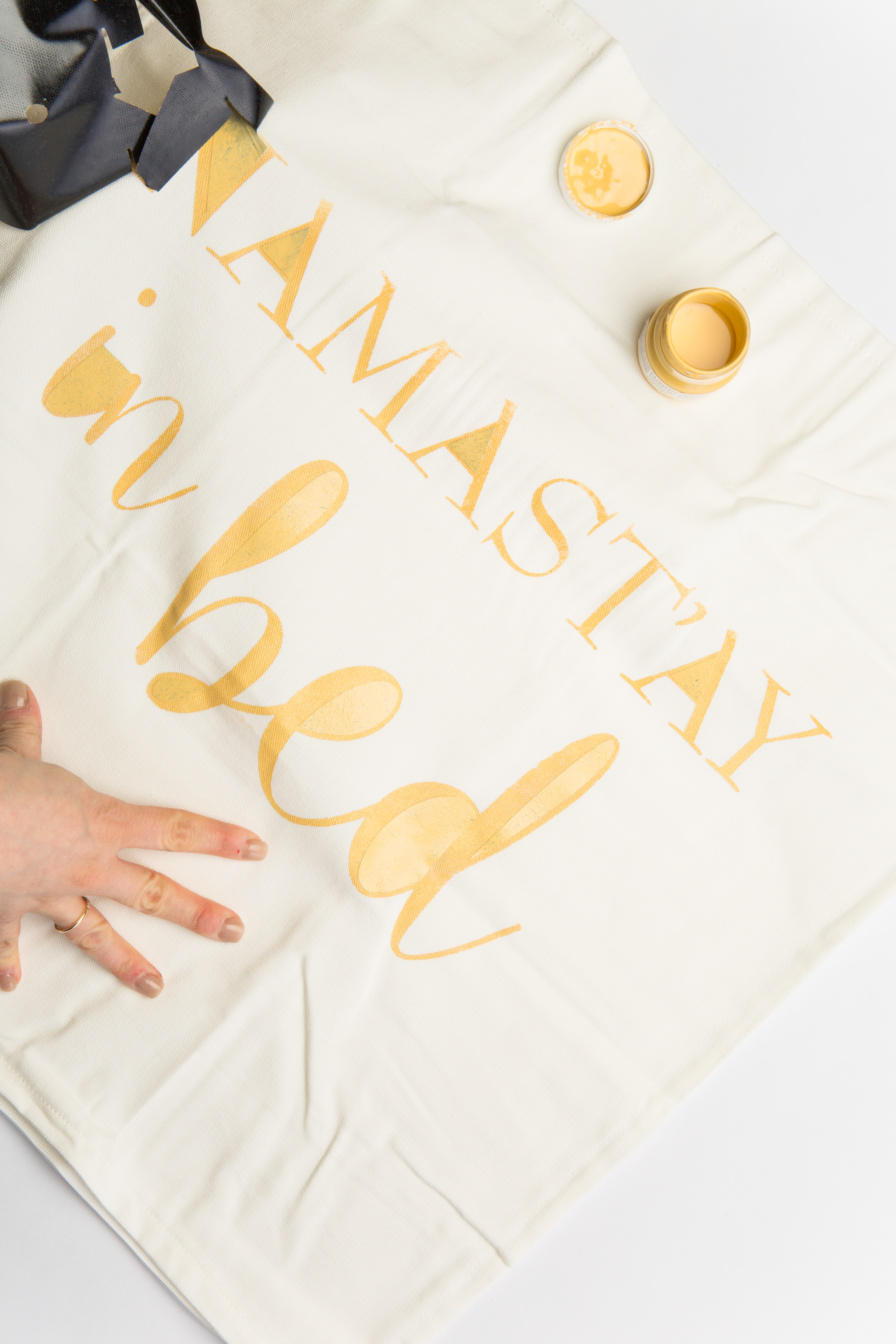 DIY Stenciled Pillowcase featuring Fusion Mineral Paint in Prairie Sunset