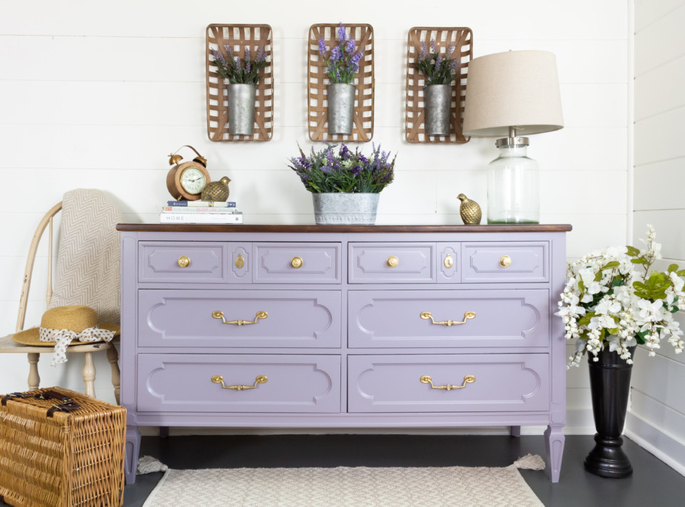 DIY painted purple dresser Divine Lavender Fusion Mineral Paint - Lisa Marie Holmes Collection