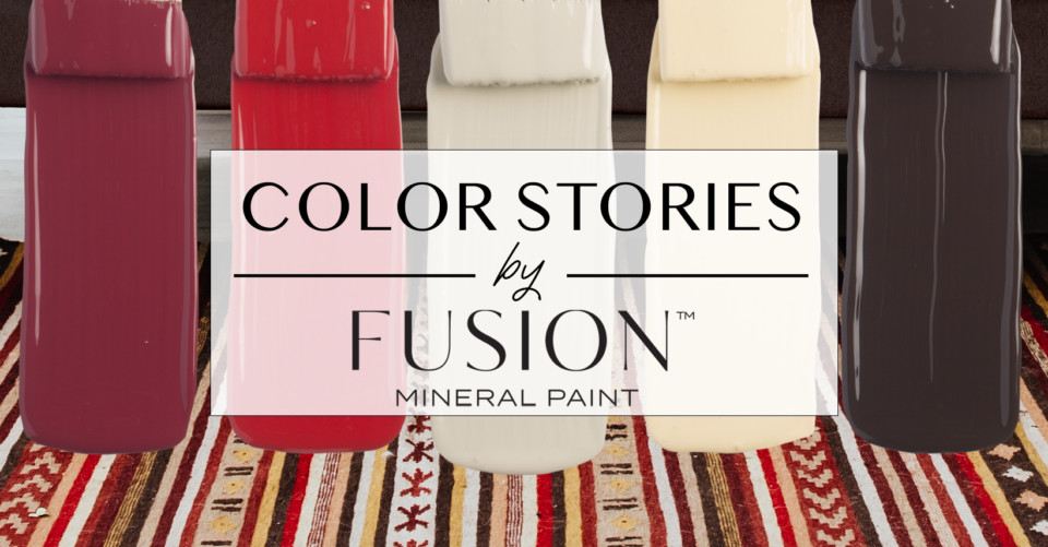 October's Color Story from Fusion Mineral Paint, featuring Chocolate, Buttermilk Cream, Bedford, Fort York Red, and Cranberry.