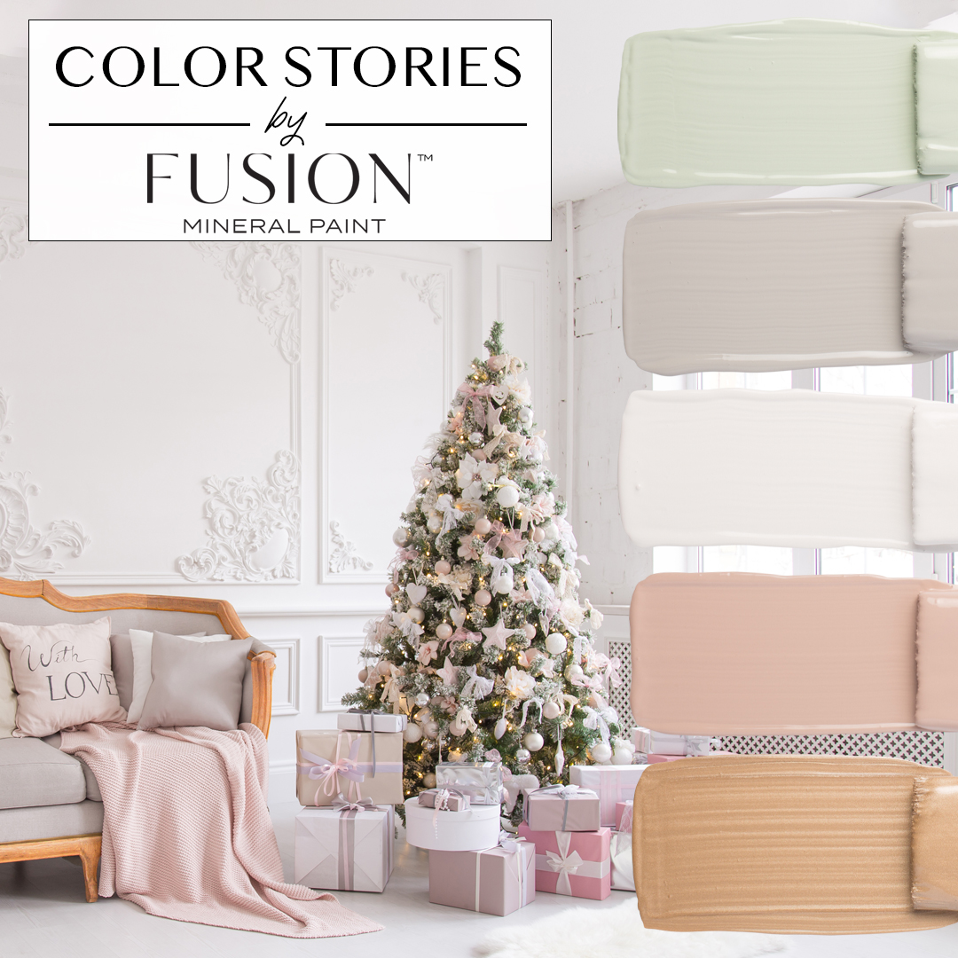 December's color story from Fusion Mineral Paint featuring brook little lamb casement damask and vintage gold