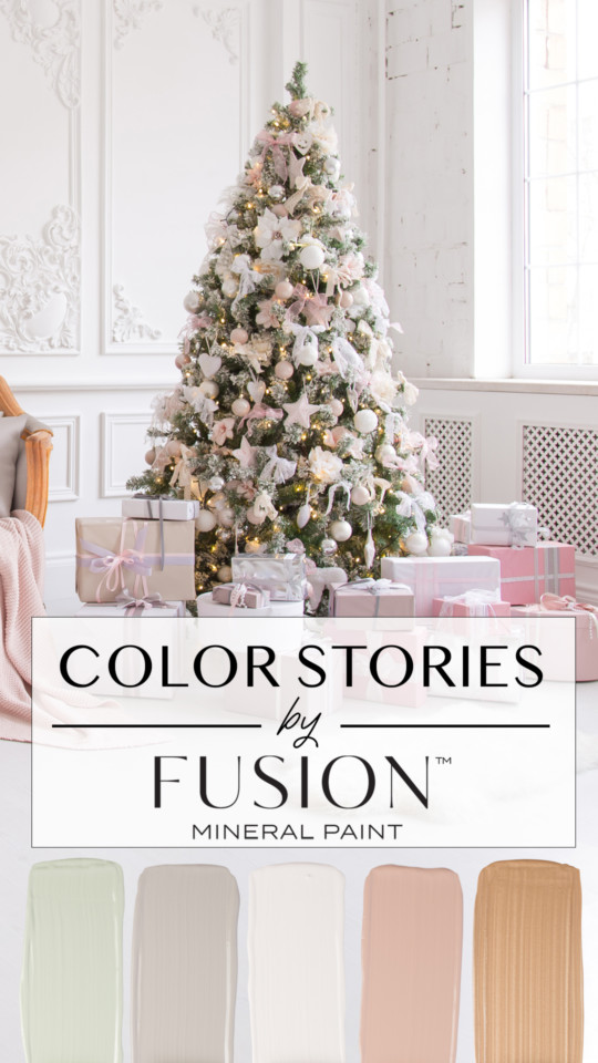 December's color story from Fusion Mineral Paint featuring brook little lamb casement damask and vintage gold