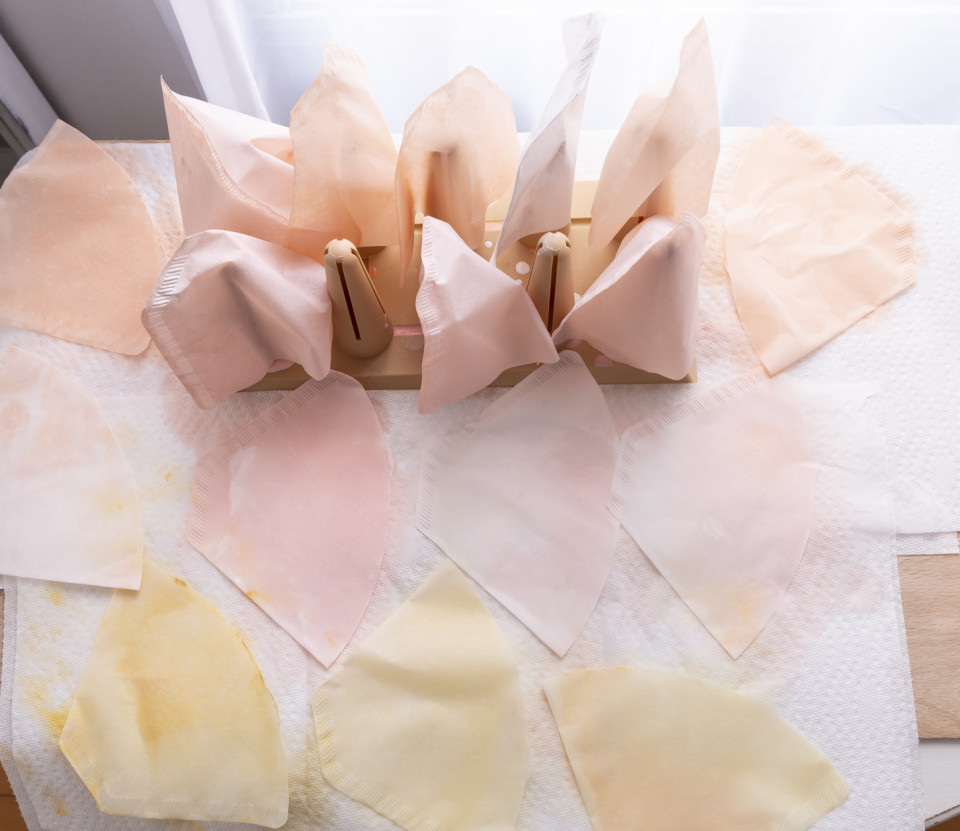 drying the dyed coffee filters