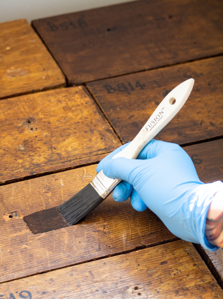 Stain and Finishing Oil being applied