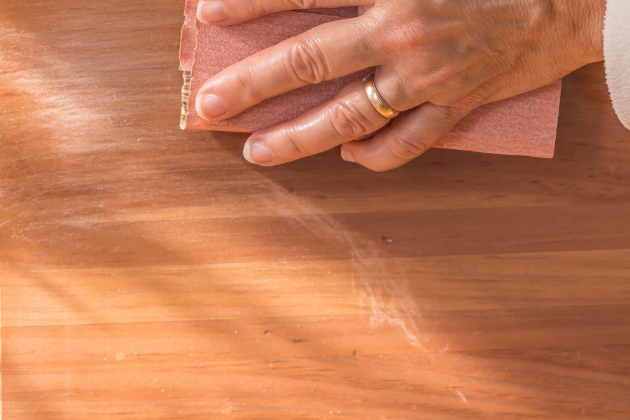 Sanding wooden bed