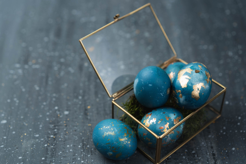 Gold Leaf Foil Eggs Home Decor