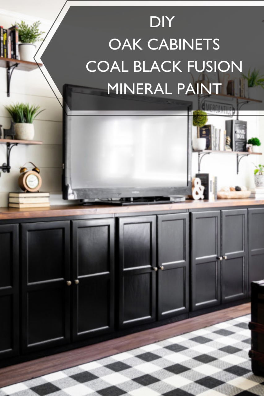 Pinterest pin DIY built in cabinets Coal Black - Fusion Mineral Paint