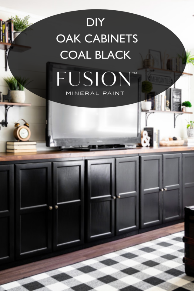Pinterest pins DIY built in cabinets Coal Black - Fusion mineral Paint 