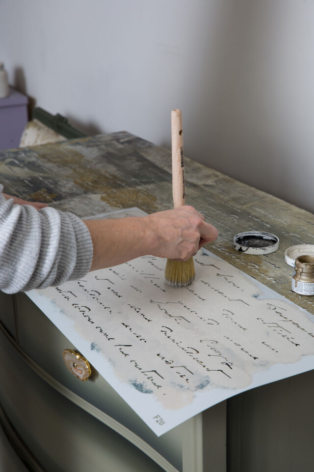 stencilling with Raw Silk 