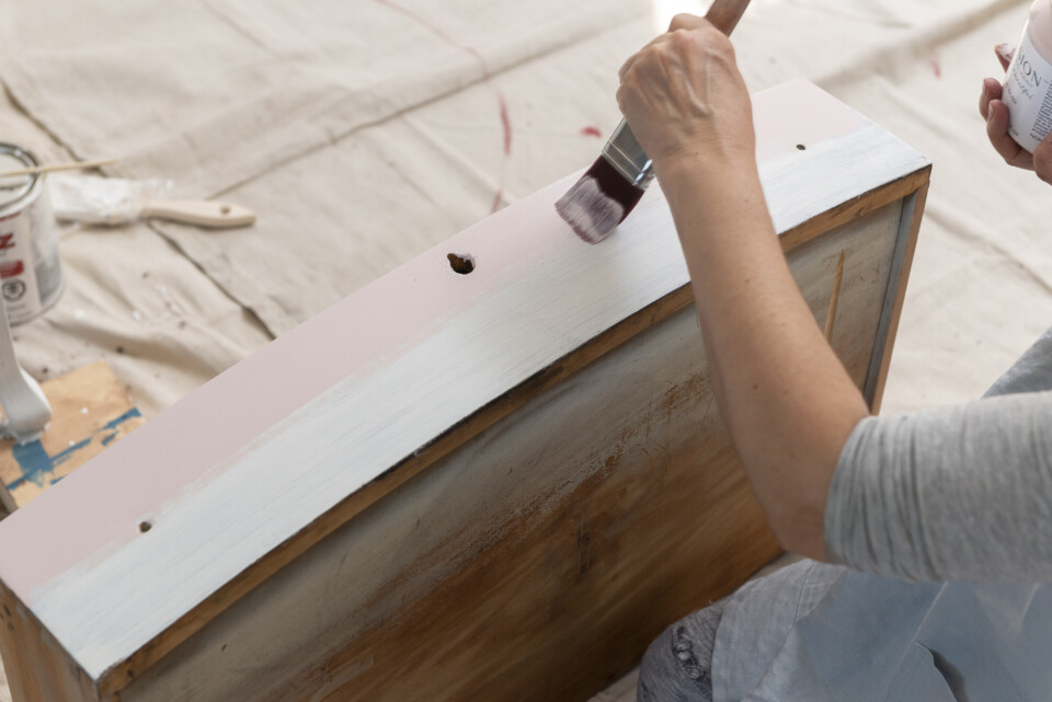 painting vanity drawer with rose water