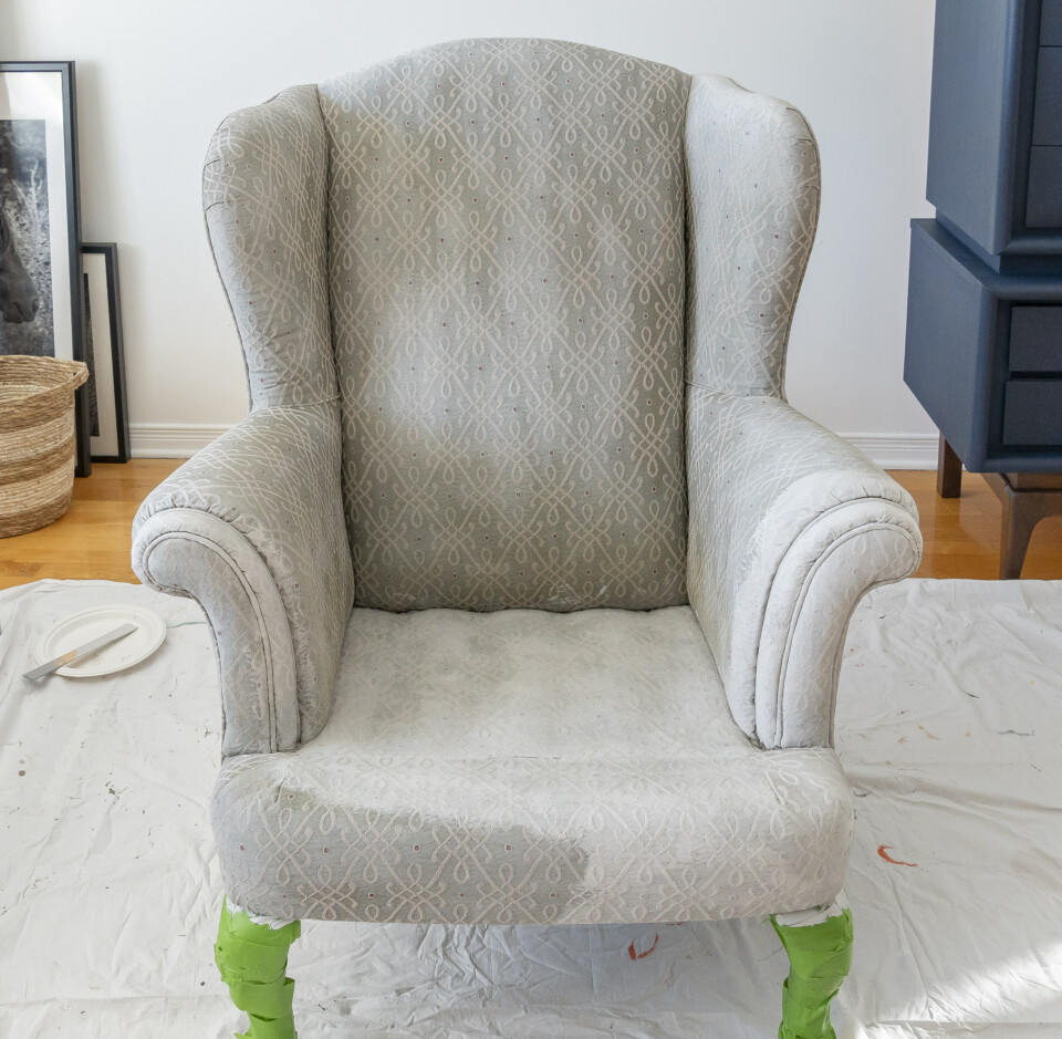 Fabric chair after one coat of cashmere