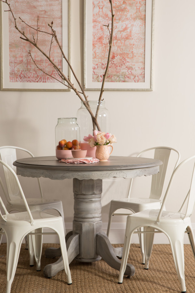 Staged dining room table with pink decor Fusion Topcoats