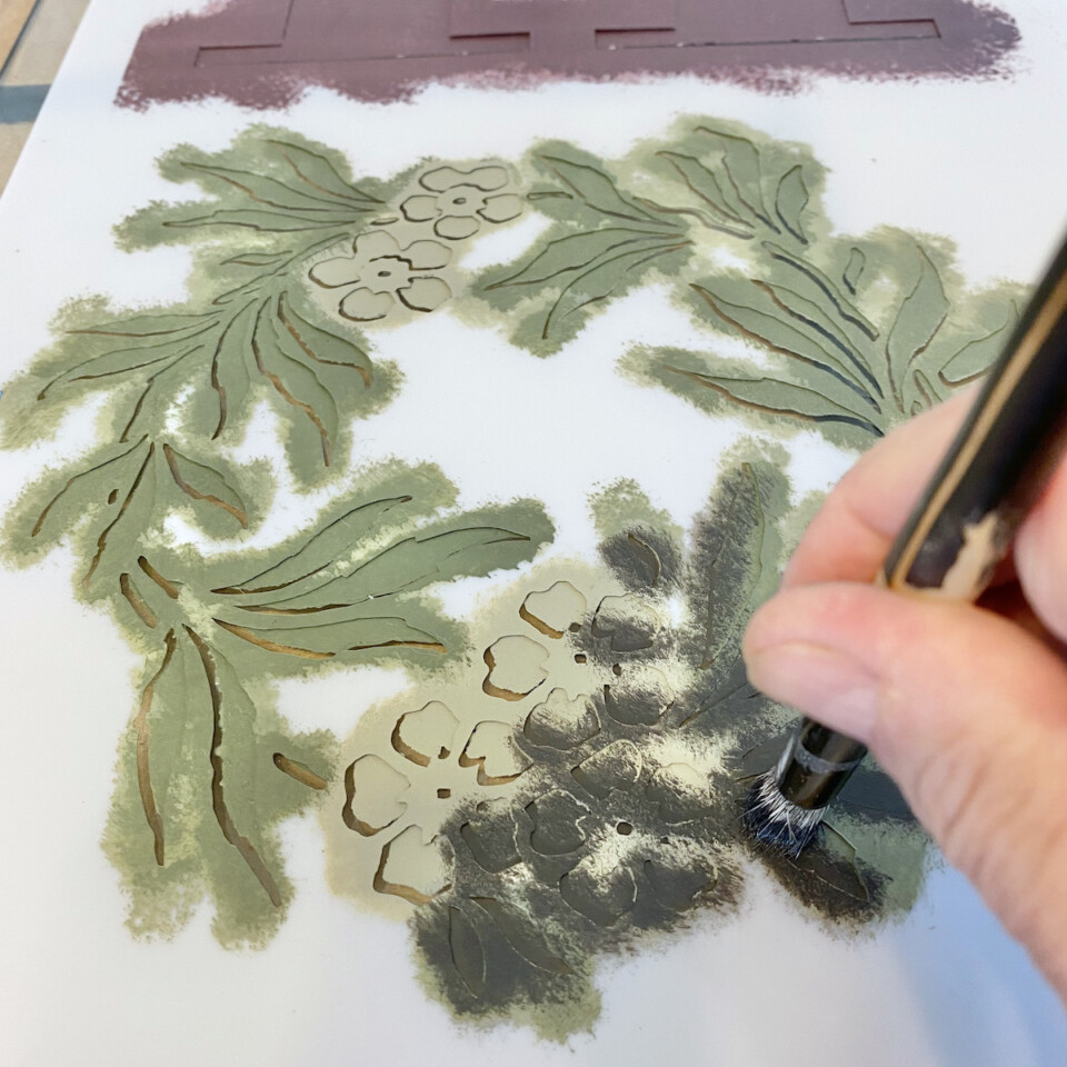 Painting leaf design stencil
