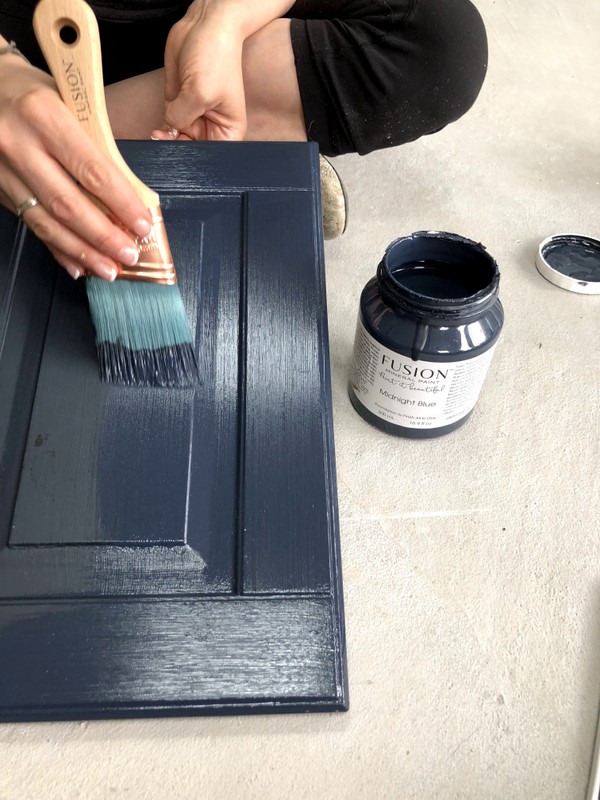 Painting a cupboard with fusion's midnight blue