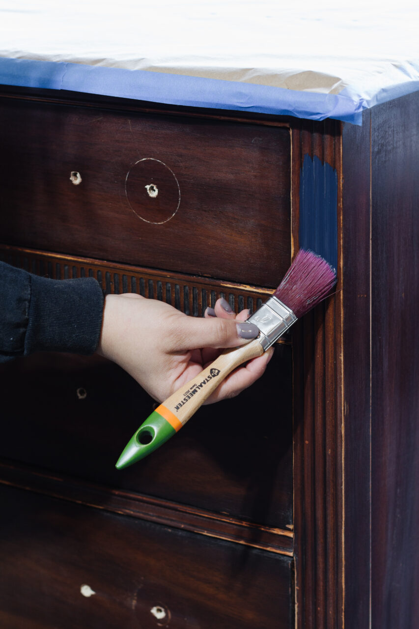 painting dresser with midnight blue