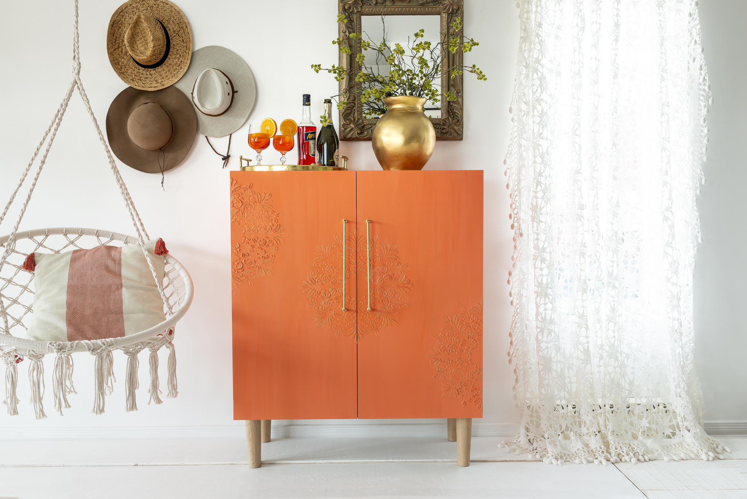 Summer-Inspired Boho drinks cabinet Ikea Hack
