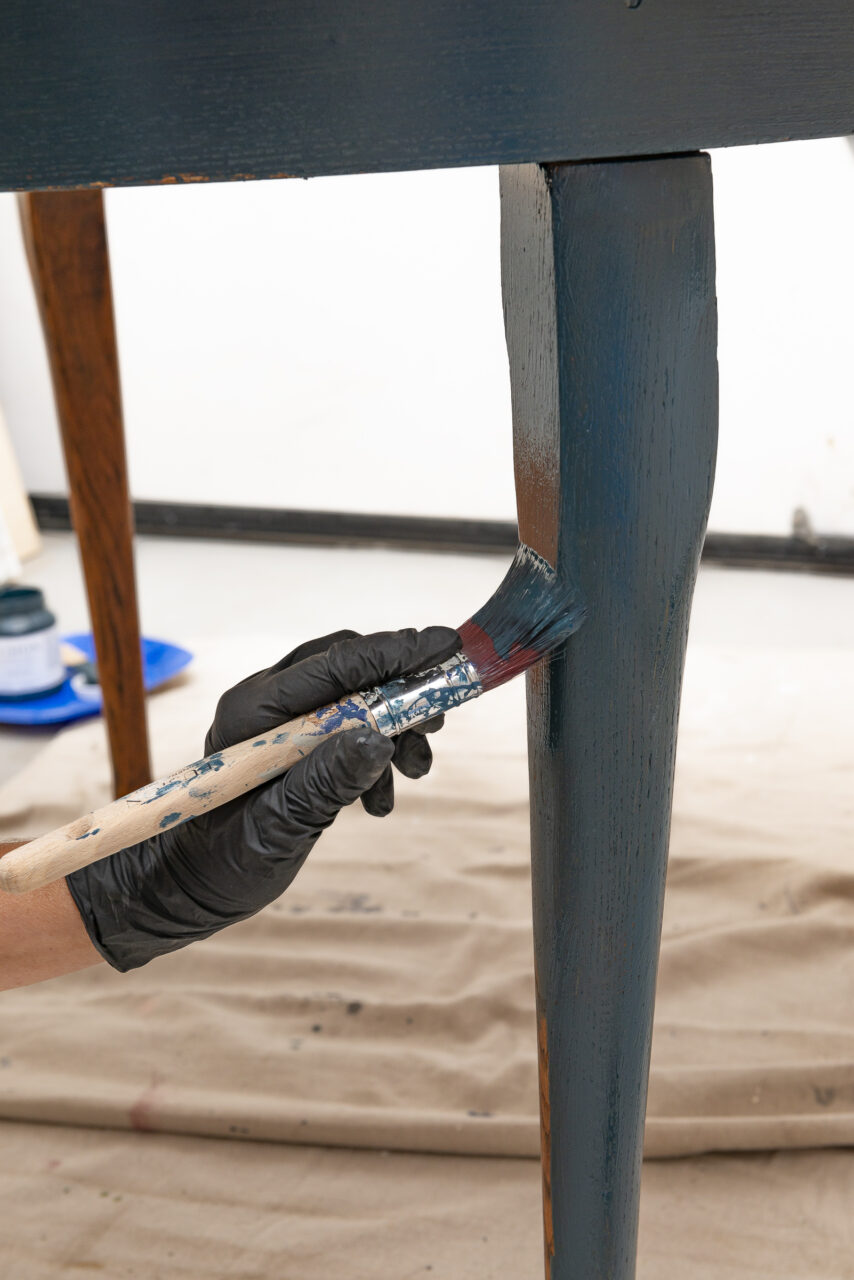 painting the table legs in chestler
