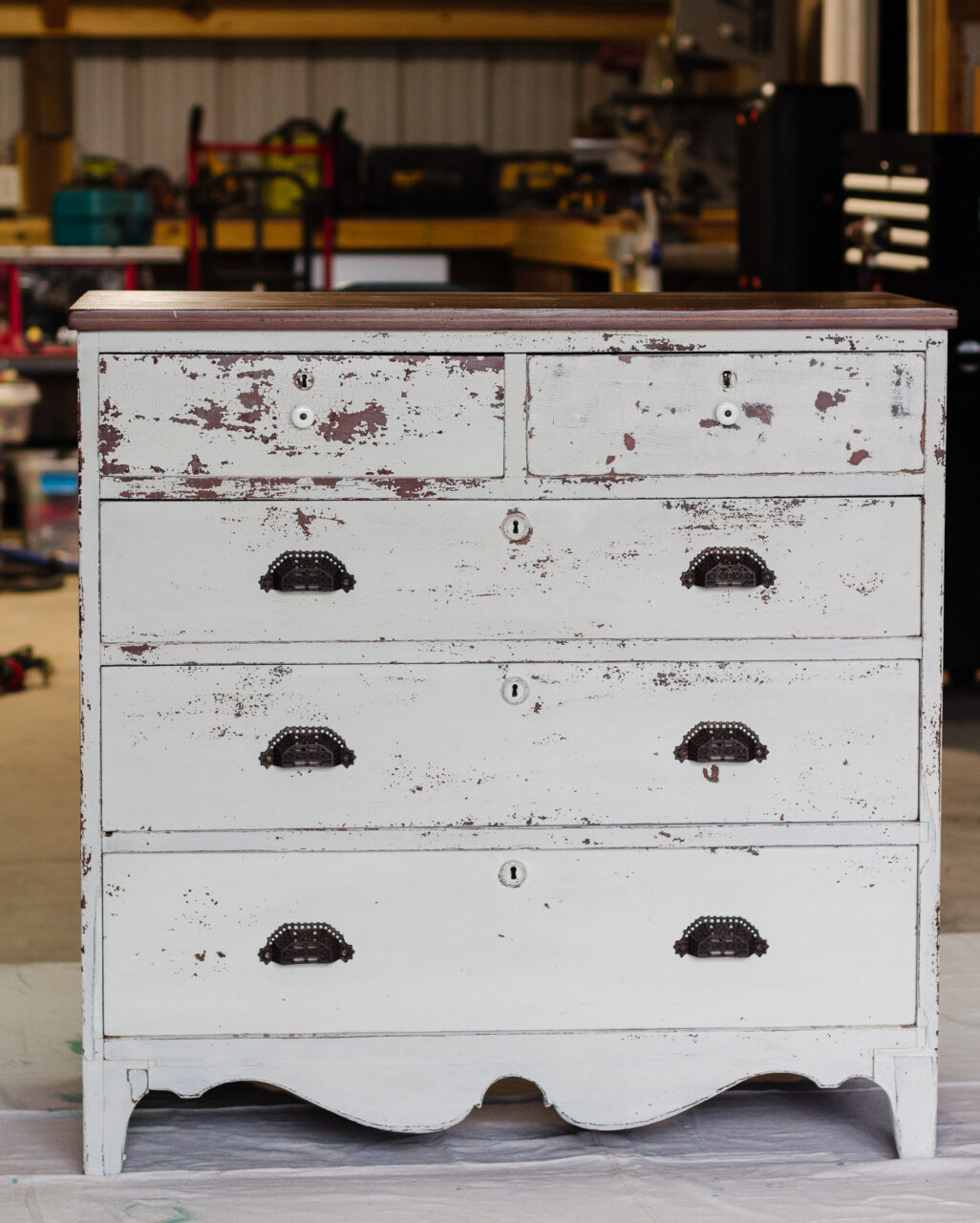 old chipped dresser