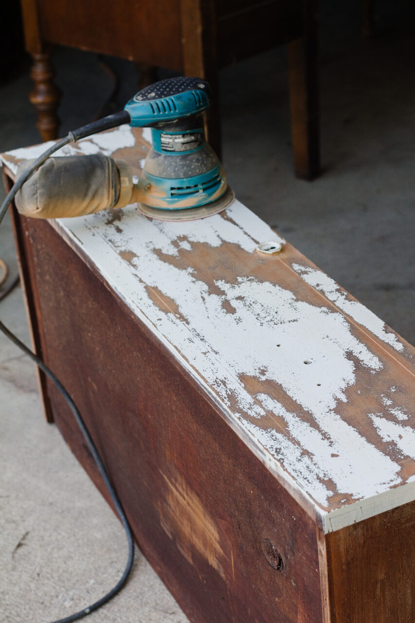 sanding dresser drawers