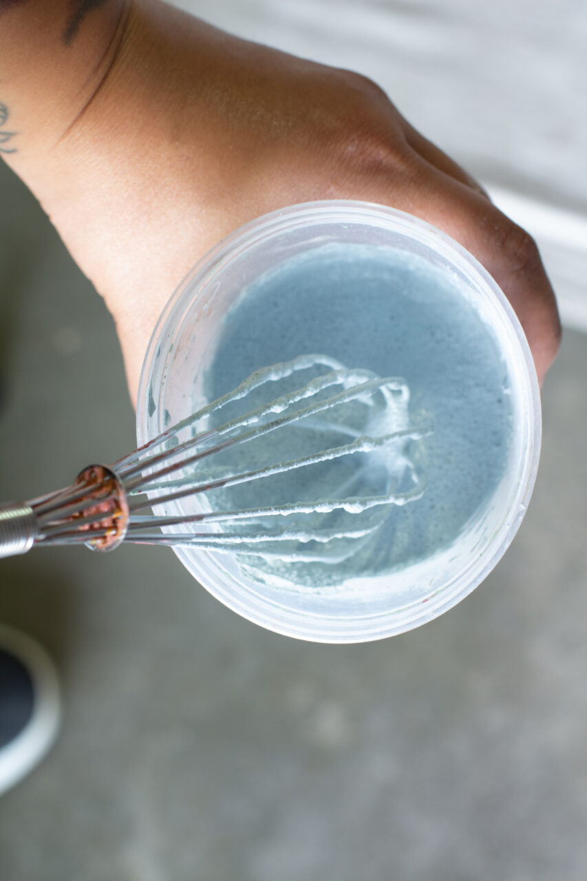 whisking solstice blue milk paint