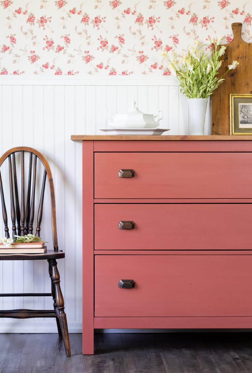 dresser painted in dala red