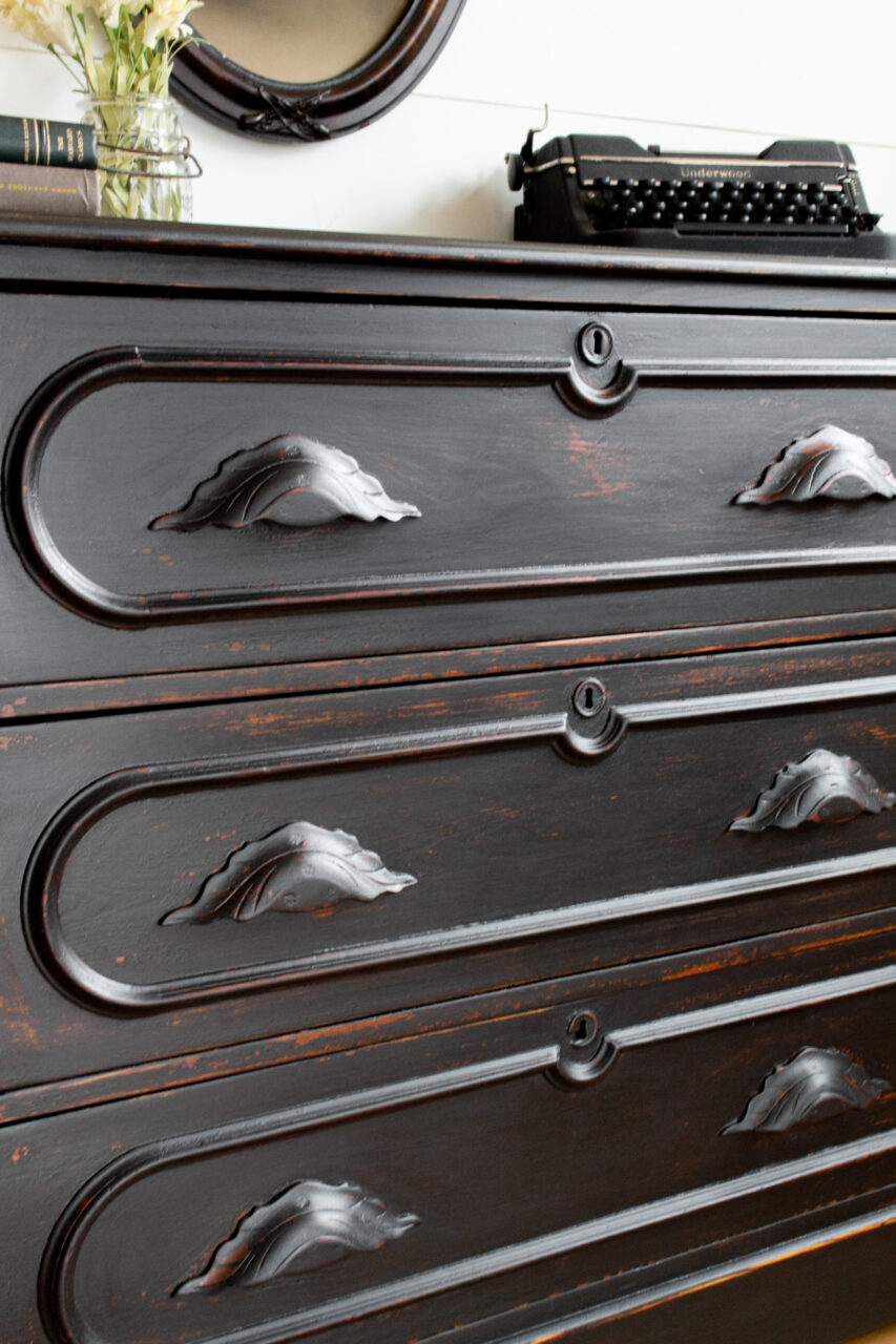 Coal Black milk paint dresser Hemp Oil finish.