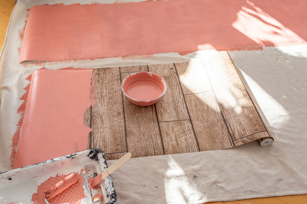 painting vinyl wallpaper in casa rosa milk paint