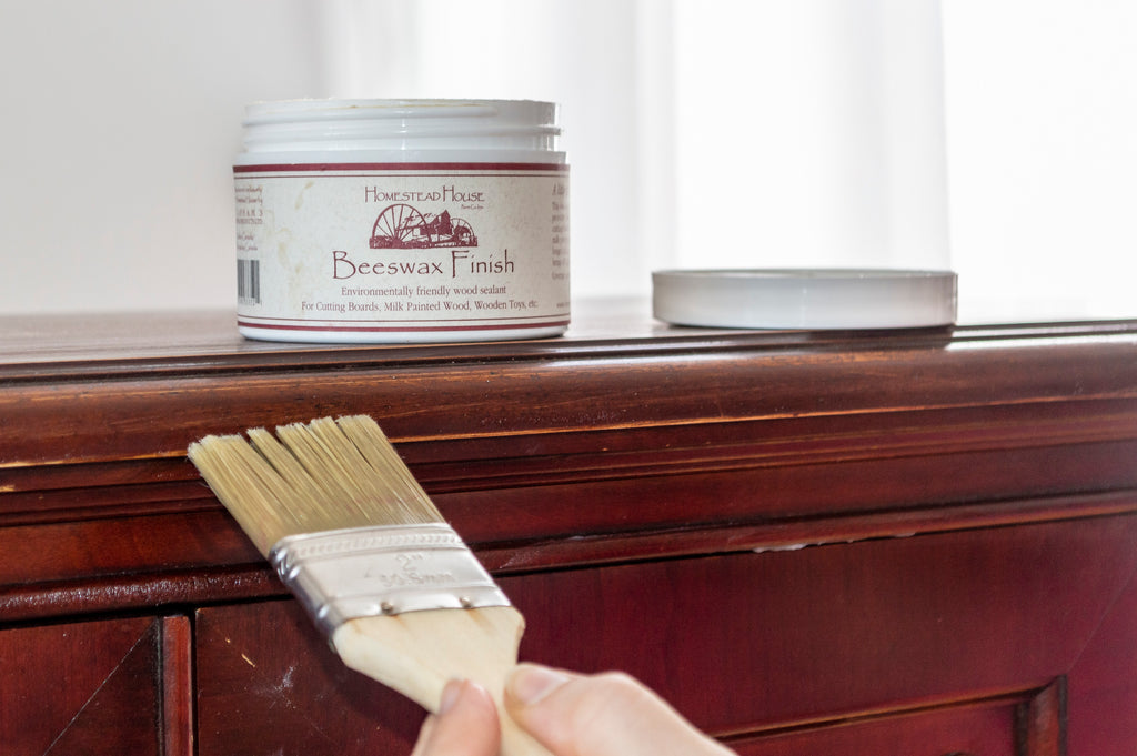 beeswax finish to start the Chippy Chic Bar Cabinet Makeover