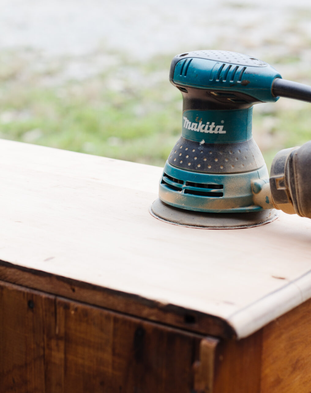 sanding the dresser