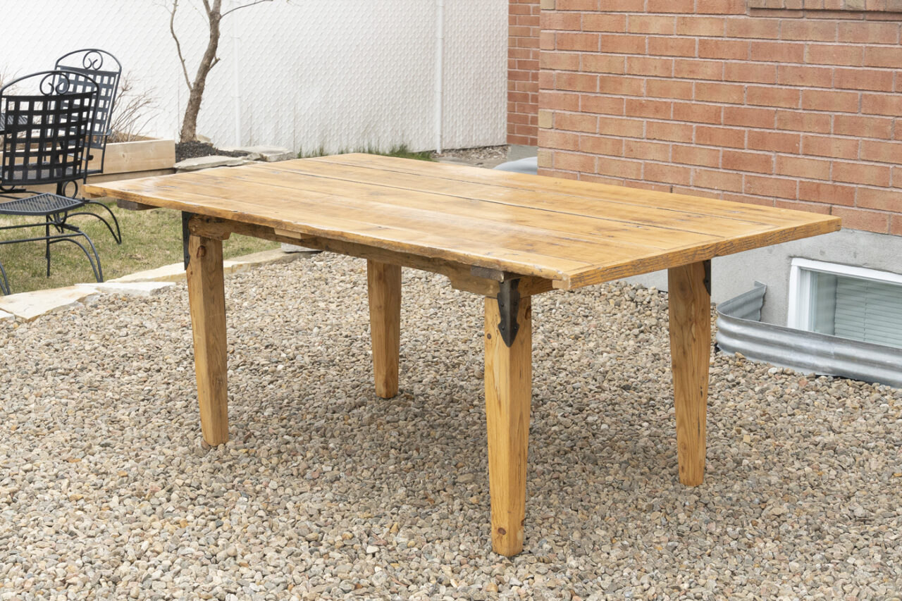 farmhouse dining table with milk paint