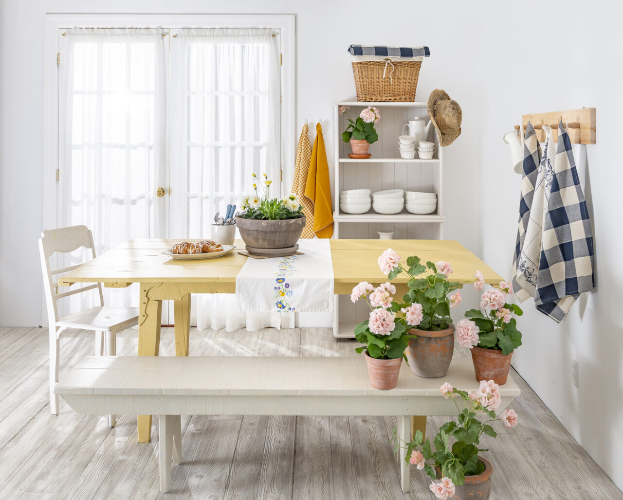 farmhouse dining table with milk paint