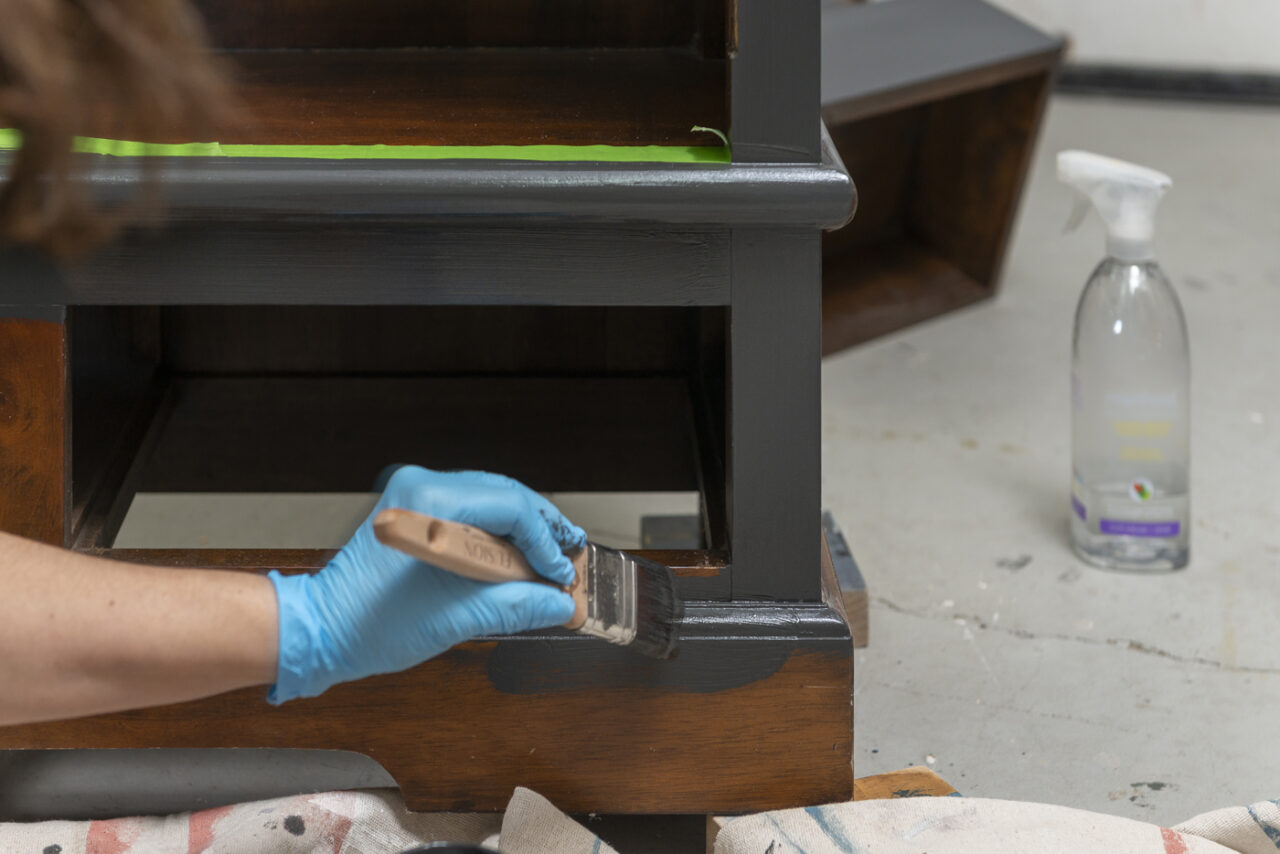 Appying Fusion™ Mineral Paint Cast Iron to bookcase