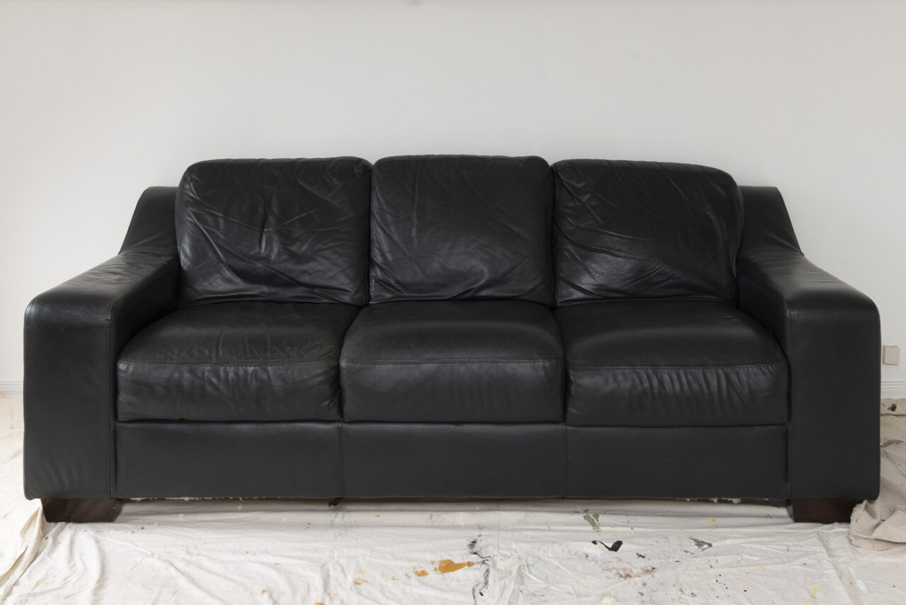 Wood Wick Leather Sofa Makeover