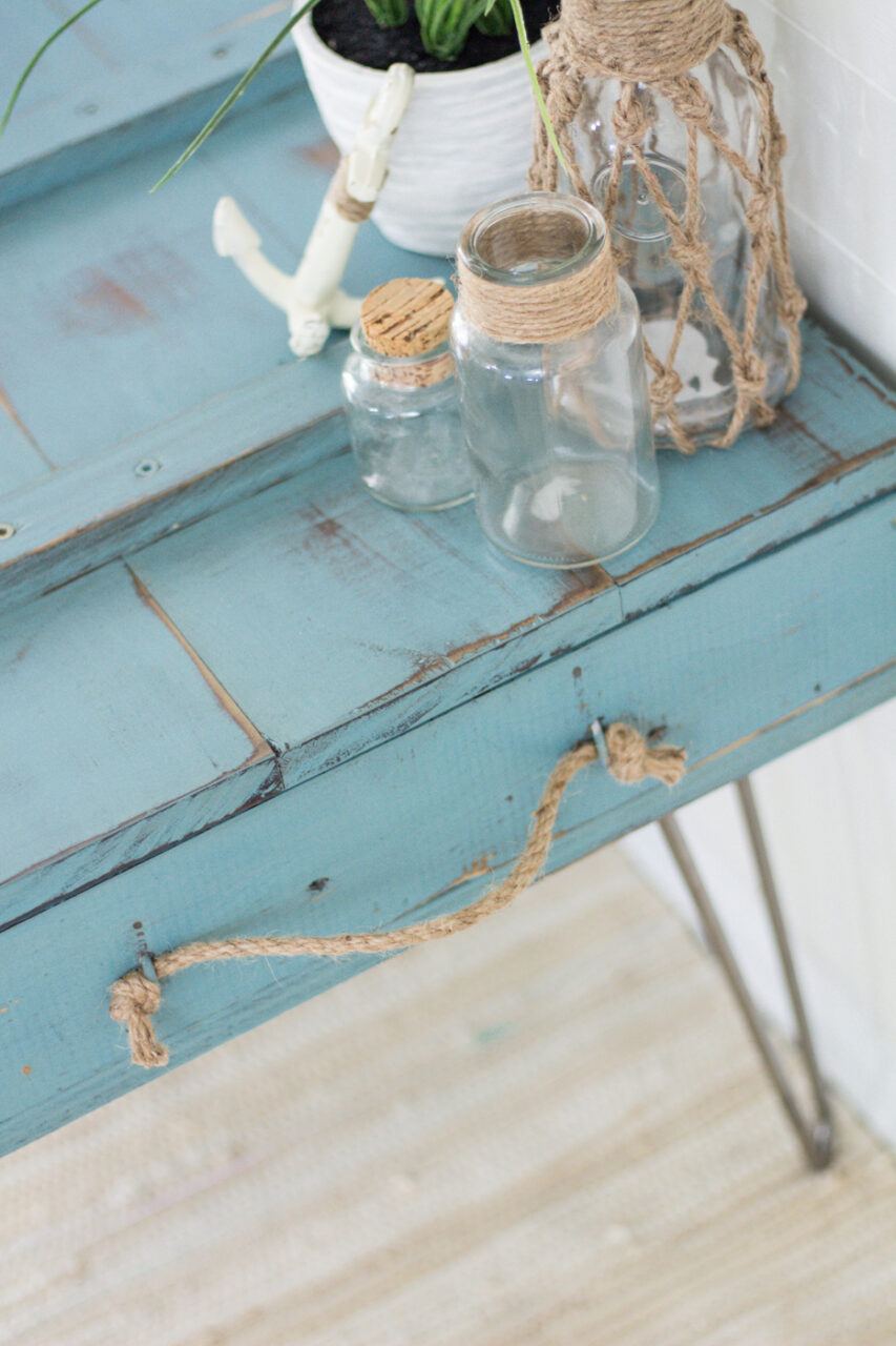 Console Table with a Worn and Weathered Look