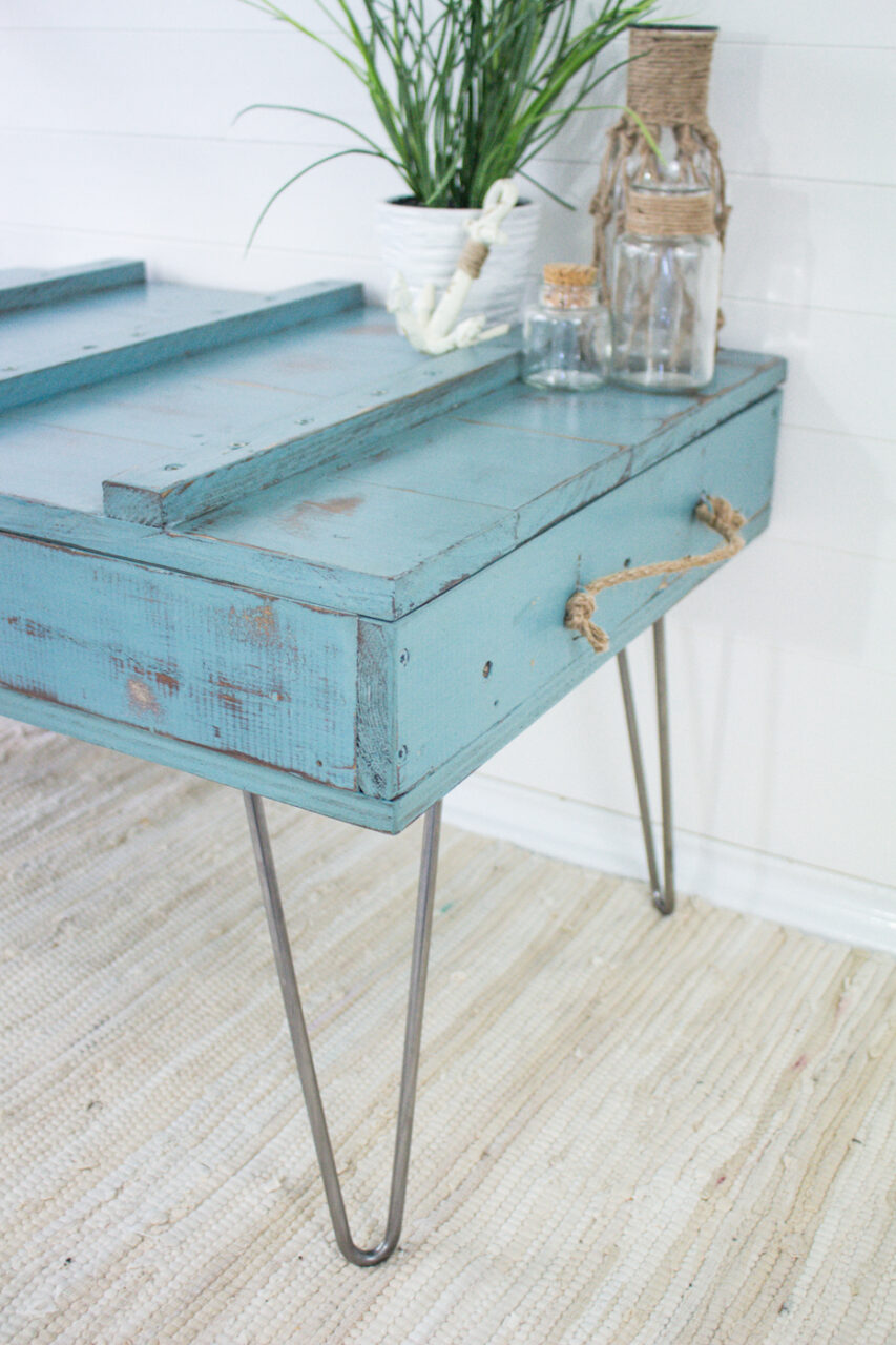 Console Table with a Worn and Weathered Look