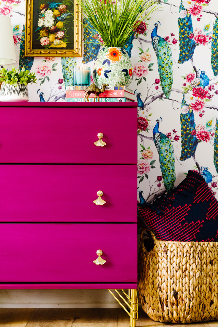 Bold Raspberry Pink Furniture Makeover