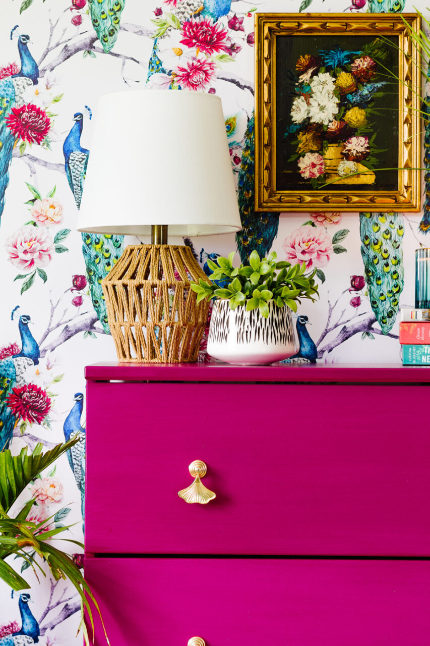 Bold Raspberry Pink Furniture Makeover