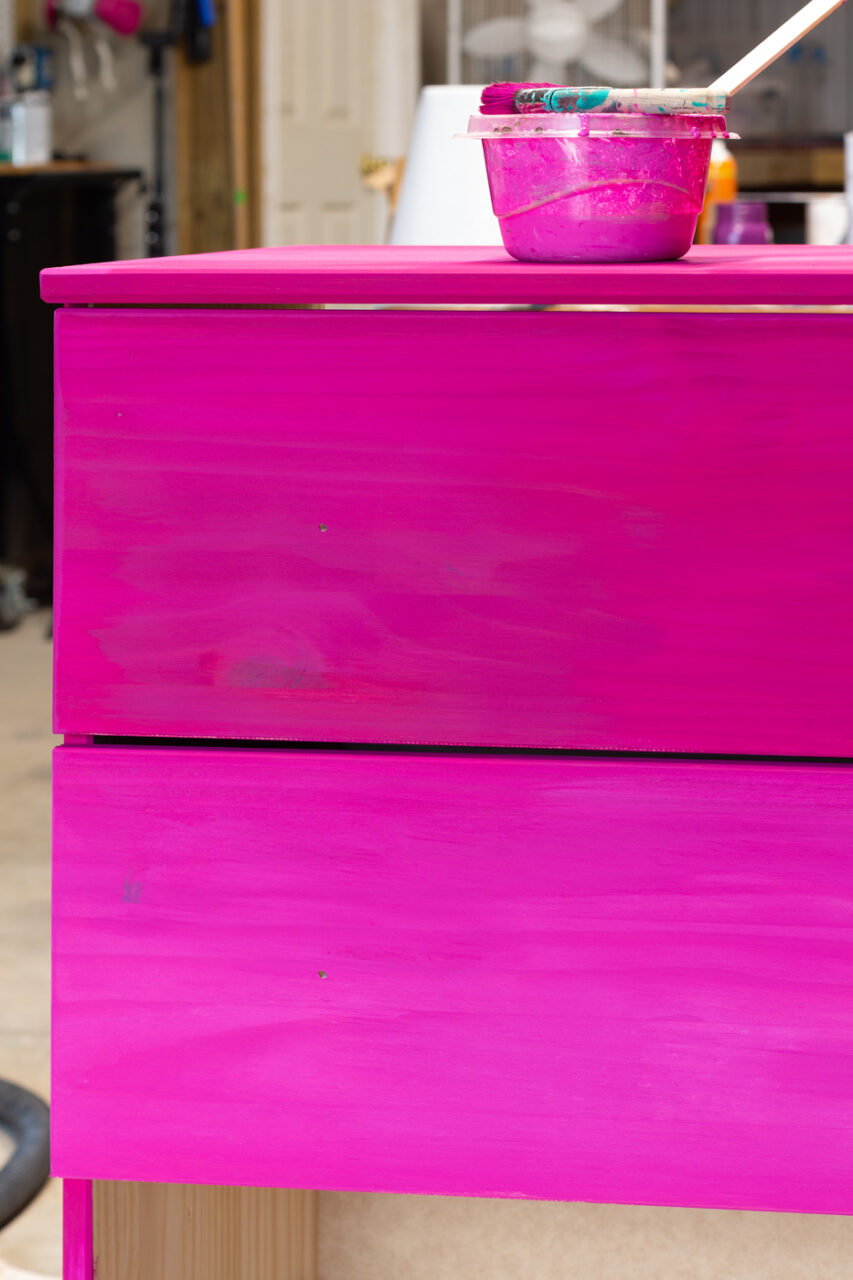 Bold Raspberry Pink Furniture Makeover