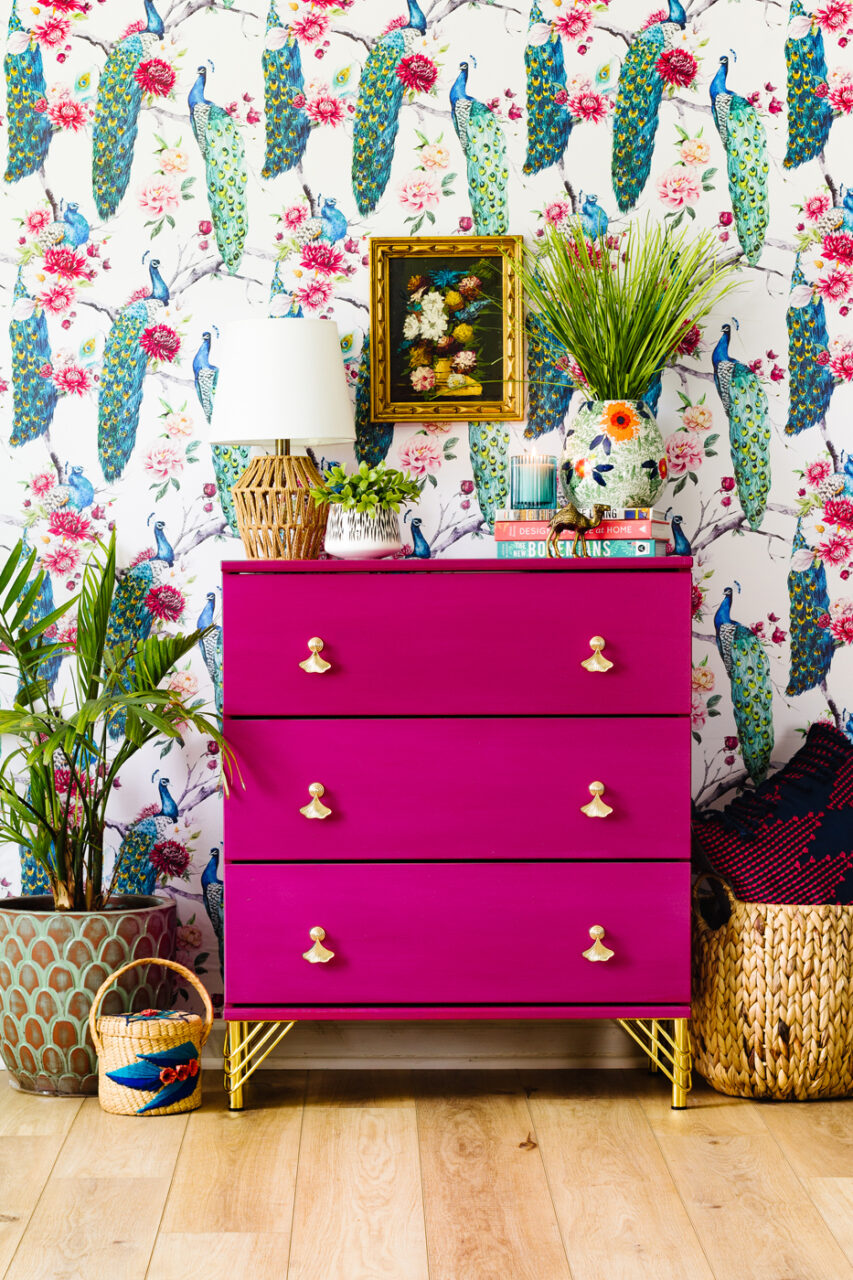 Bold Raspberry Pink Furniture Makeover