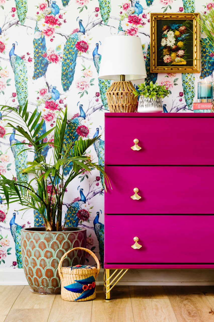 Bold Raspberry Pink Furniture Makeover